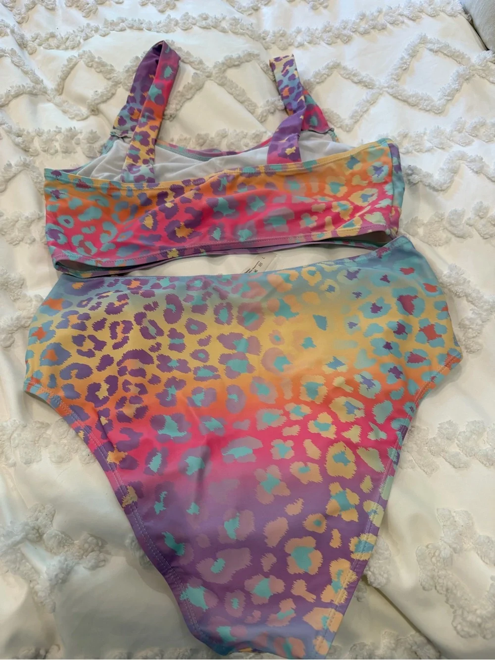 Multicolor Pastel Leopard Print High-Waist Bikini